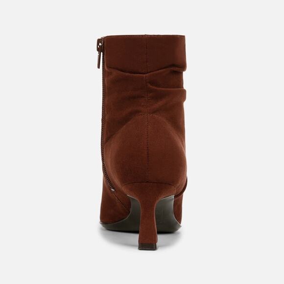 NATURALIZER Cappuccino Fabric Slouched Pointed Toe Side Zip Ankle Bootie 2”Heel - Picture 5 of 12